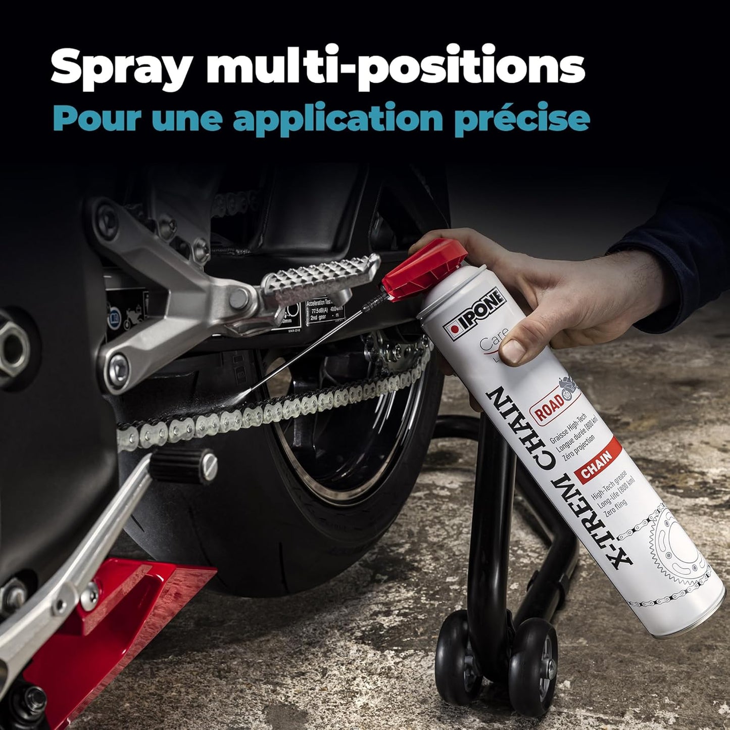 - Graisse De Chaîne Pour Moto De Route X-Trem Chain Road – Diffuseur Multi-Positions - Tenue Longue Durée 800 Km – Pulvérisation Précise Sans Projection - Visible À L'Application - 500 Ml