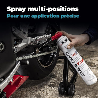 - Graisse De Chaîne Pour Moto De Route X-Trem Chain Road – Diffuseur Multi-Positions - Tenue Longue Durée 800 Km – Pulvérisation Précise Sans Projection - Visible À L'Application - 500 Ml