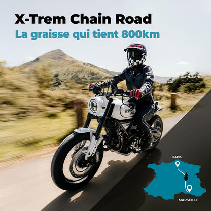 - Graisse De Chaîne Pour Moto De Route X-Trem Chain Road – Diffuseur Multi-Positions - Tenue Longue Durée 800 Km – Pulvérisation Précise Sans Projection - Visible À L'Application - 500 Ml