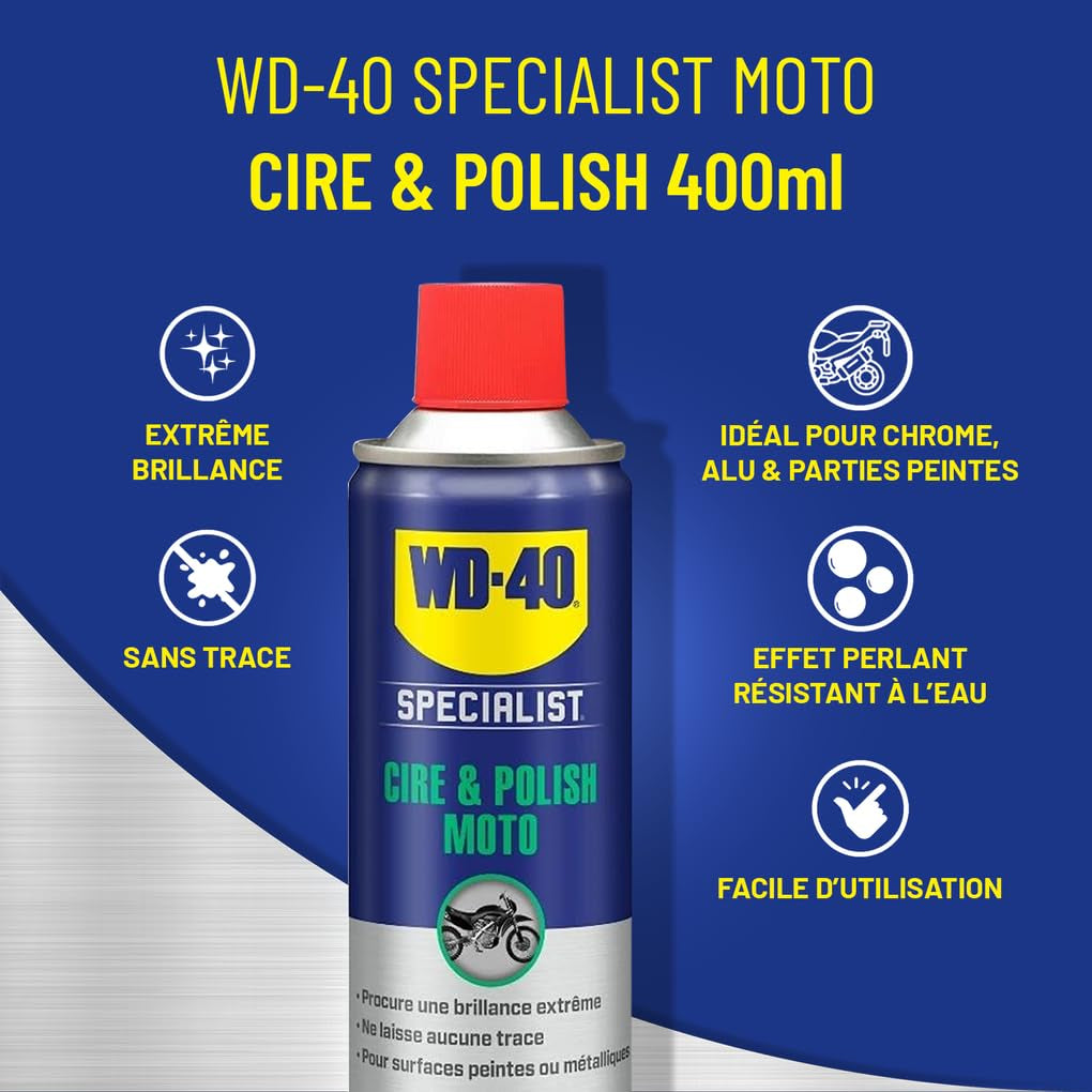 Moto Cire Et Polish Aérosol Extrême Brillance Et Longue Durée Contient De La Cire De Carnauba Et De La Cire D'Abeilles Ne Laisse Pas De Trace 400 ML
