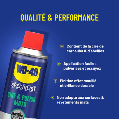 Moto Cire Et Polish Aérosol Extrême Brillance Et Longue Durée Contient De La Cire De Carnauba Et De La Cire D'Abeilles Ne Laisse Pas De Trace 400 ML