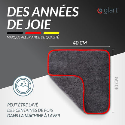 443TP Lot De 3 Chiffons Microfibre Voiture, Super Absorbant Chiffons De Polissage, Polyvalents Pour Motocyclette Et Machine À Polir Les Voitures, 40X40 Cm, Anthracite Avec Borde Rouge